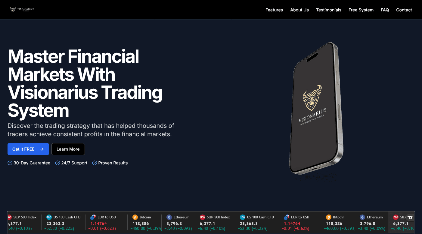 Visionarius Trading System Website
